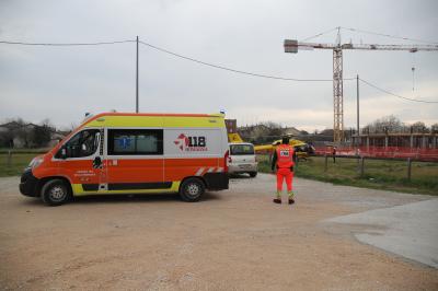 RAVENNA 25/02/2025. IINFORTUNIO SUL LAVORO CANTIERE SCUOLA A PONTE NUOVO IN VIA DEL PINO