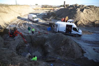 RAVENNA 27/02/2025. CANTIERE CLASSICANA. Rotto un tubo dell0 acquedotto, tecnici di HERA impegnati per la riparazione