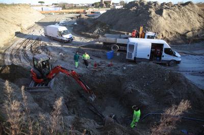 RAVENNA 27/02/2025. CANTIERE CLASSICANA. Rotto un tubo dell0 acquedotto, tecnici di HERA impegnati per la riparazione