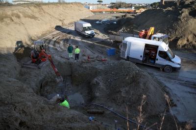 RAVENNA 27/02/2025. CANTIERE CLASSICANA. Rotto un tubo dell0 acquedotto, tecnici di HERA impegnati per la riparazione