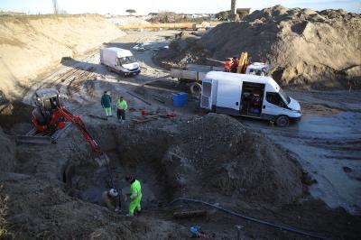 RAVENNA 27/02/2025. CANTIERE CLASSICANA. Rotto un tubo dell0 acquedotto, tecnici di HERA impegnati per la riparazione