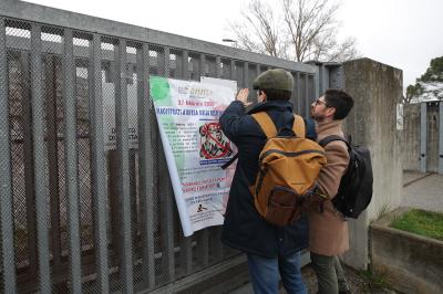 RAVENNA 27/02/2025. ANM MAGISTRATI IN DIFESA DELLA COSTITUZIONE. Giornata di astensione dal lavoro dei magistrati. Manifestazione nel cortile del tribunale di Ravenna