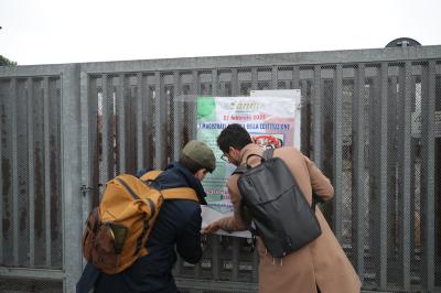 RAVENNA 27/02/2025. ANM MAGISTRATI IN DIFESA DELLA COSTITUZIONE. Giornata di astensione dal lavoro dei magistrati. Manifestazione nel cortile del tribunale di Ravenna