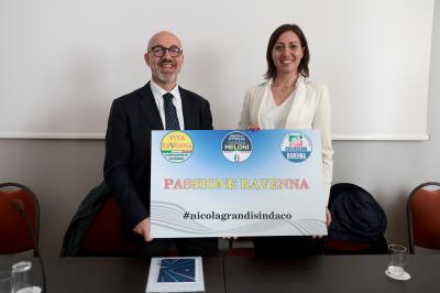 RAVENNA 28/02/2025. AMMINISTRATIVE 2025. Fratelli d' Italia, Forza Italia e Nicola Grandi  presentano  Eleonora Zanolli candidata a vice Sindaco