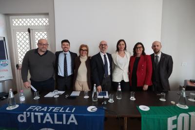 RAVENNA 28/02/2025. AMMINISTRATIVE 2025. Fratelli d' Italia, Forza Italia e Nicola Grandi  presentano  Eleonora Zanolli candidata a vice Sindaco