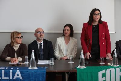 RAVENNA 28/02/2025. AMMINISTRATIVE 2025. Fratelli d' Italia, Forza Italia e Nicola Grandi  presentano  Eleonora Zanolli candidata a vice Sindaco