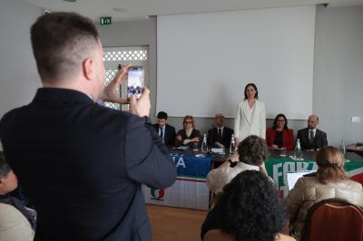 RAVENNA 28/02/2025. AMMINISTRATIVE 2025. Fratelli d' Italia, Forza Italia e Nicola Grandi  presentano  Eleonora Zanolli candidata a vice Sindaco