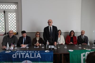 RAVENNA 28/02/2025. AMMINISTRATIVE 2025. Fratelli d' Italia, Forza Italia e Nicola Grandi  presentano  Eleonora Zanolli candidata a vice Sindaco