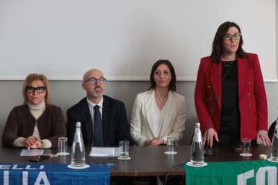 RAVENNA 28/02/2025. AMMINISTRATIVE 2025. Fratelli d' Italia, Forza Italia e Nicola Grandi  presentano  Eleonora Zanolli candidata a vice Sindaco