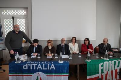 RAVENNA 28/02/2025. AMMINISTRATIVE 2025. Fratelli d' Italia, Forza Italia e Nicola Grandi  presentano  Eleonora Zanolli candidata a vice Sindaco