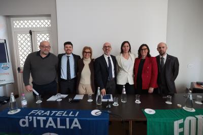 RAVENNA 28/02/2025. AMMINISTRATIVE 2025. Fratelli d' Italia, Forza Italia e Nicola Grandi  presentano  Eleonora Zanolli candidata a vice Sindaco