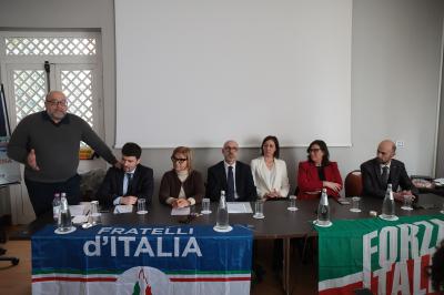 RAVENNA 28/02/2025. AMMINISTRATIVE 2025. Fratelli d' Italia, Forza Italia e Nicola Grandi  presentano  Eleonora Zanolli candidata a vice Sindaco