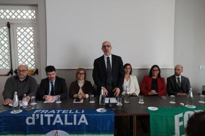 RAVENNA 28/02/2025. AMMINISTRATIVE 2025. Fratelli d' Italia, Forza Italia e Nicola Grandi  presentano  Eleonora Zanolli candidata a vice Sindaco