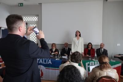 RAVENNA 28/02/2025. AMMINISTRATIVE 2025. Fratelli d' Italia, Forza Italia e Nicola Grandi  presentano  Eleonora Zanolli candidata a vice Sindaco