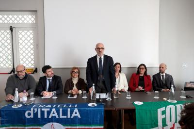 RAVENNA 28/02/2025. AMMINISTRATIVE 2025. Fratelli d' Italia, Forza Italia e Nicola Grandi  presentano  Eleonora Zanolli candidata a vice Sindaco