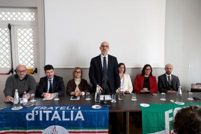 RAVENNA 28/02/2025. AMMINISTRATIVE 2025. Fratelli d' Italia, Forza Italia e Nicola Grandi  presentano  Eleonora Zanolli candidata a vice Sindaco