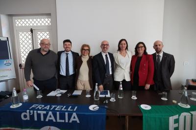 RAVENNA 28/02/2025. AMMINISTRATIVE 2025. Fratelli d' Italia, Forza Italia e Nicola Grandi  presentano  Eleonora Zanolli candidata a vice Sindaco