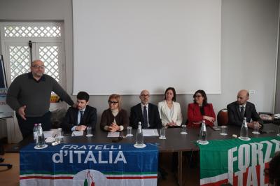 RAVENNA 28/02/2025. AMMINISTRATIVE 2025. Fratelli d' Italia, Forza Italia e Nicola Grandi  presentano  Eleonora Zanolli candidata a vice Sindaco