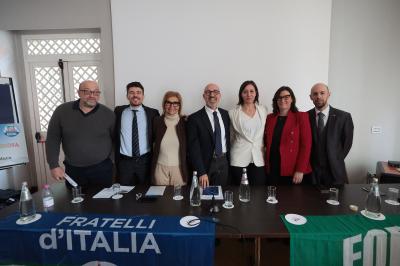 RAVENNA 28/02/2025. AMMINISTRATIVE 2025. Fratelli d' Italia, Forza Italia e Nicola Grandi  presentano  Eleonora Zanolli candidata a vice Sindaco