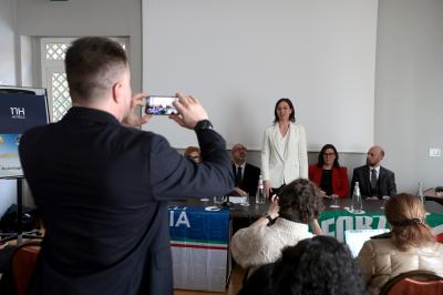 RAVENNA 28/02/2025. AMMINISTRATIVE 2025. Fratelli d' Italia, Forza Italia e Nicola Grandi  presentano  Eleonora Zanolli candidata a vice Sindaco