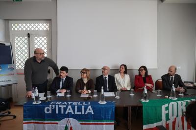 RAVENNA 28/02/2025. AMMINISTRATIVE 2025. Fratelli d' Italia, Forza Italia e Nicola Grandi  presentano  Eleonora Zanolli candidata a vice Sindaco