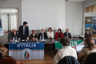 RAVENNA 28/02/2025. AMMINISTRATIVE 2025. Fratelli d' Italia, Forza Italia e Nicola Grandi  presentano  Eleonora Zanolli candidata a vice Sindaco