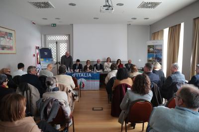 RAVENNA 28/02/2025. AMMINISTRATIVE 2025. Fratelli d' Italia, Forza Italia e Nicola Grandi  presentano  Eleonora Zanolli candidata a vice Sindaco