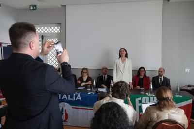 RAVENNA 28/02/2025. AMMINISTRATIVE 2025. Fratelli d' Italia, Forza Italia e Nicola Grandi  presentano  Eleonora Zanolli candidata a vice Sindaco