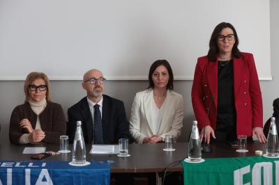 RAVENNA 28/02/2025. AMMINISTRATIVE 2025. Fratelli d' Italia, Forza Italia e Nicola Grandi  presentano  Eleonora Zanolli candidata a vice Sindaco