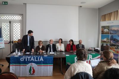 RAVENNA 28/02/2025. AMMINISTRATIVE 2025. Fratelli d' Italia, Forza Italia e Nicola Grandi  presentano  Eleonora Zanolli candidata a vice Sindaco